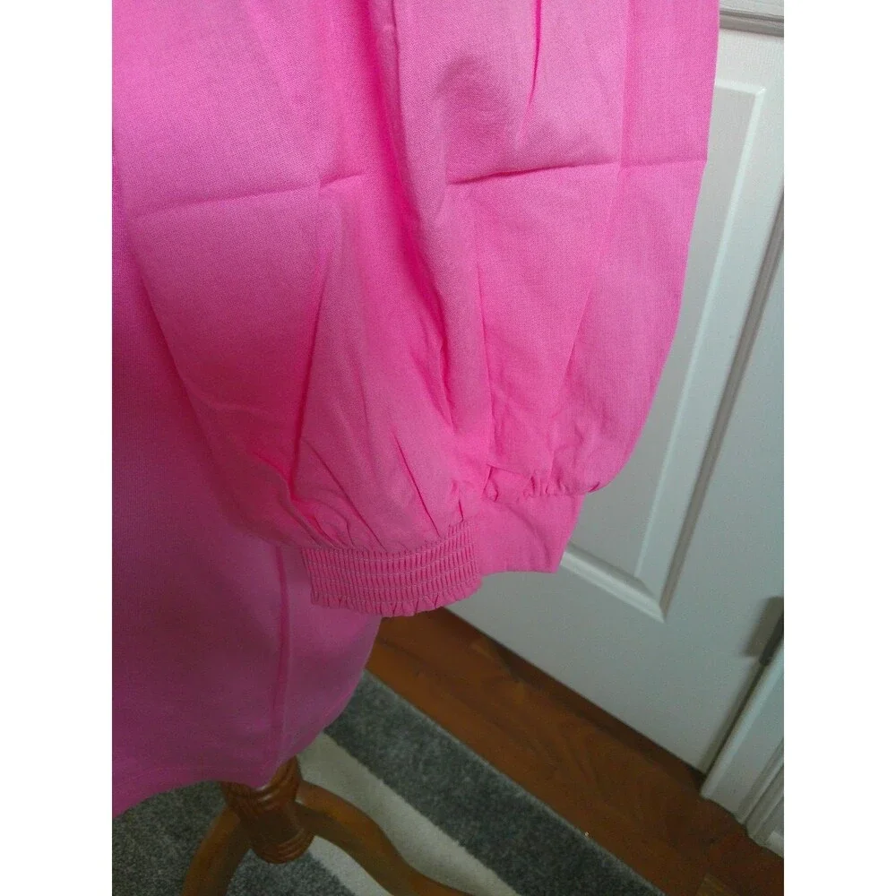 NWT Lilly Pulitzer Ronson Knit Top Confetti Pink  Split V Neck Gold Buttons XXL